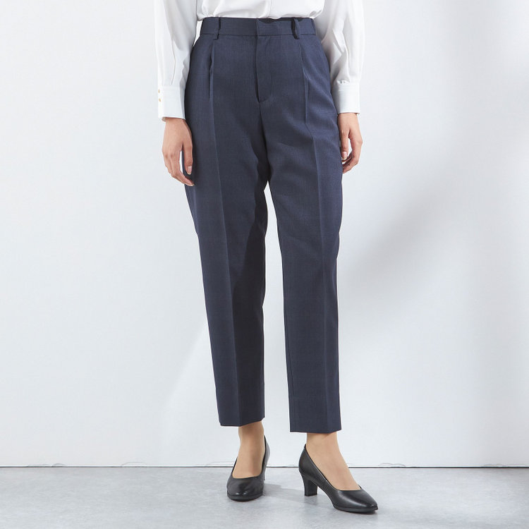 シルバーライン 【SILVER LINE】【秋冬】1釦パンツスーツ/ネイビー×チェック/ウォッシャブル/ウエストシャーリング/4S SUSTAINABILITY&ECOLOGY FABRIC/※パンツ裾上げ済仕様 紺中間