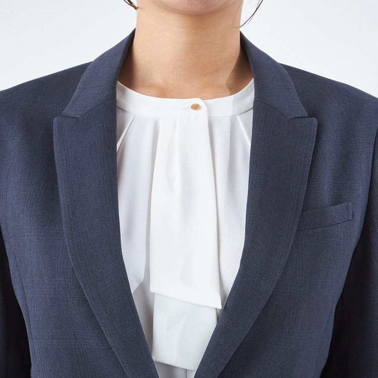 シルバーライン 【SILVER LINE】【秋冬】1釦パンツスーツ/ネイビー×チェック/ウォッシャブル/ウエストシャーリング/4S SUSTAINABILITY&ECOLOGY FABRIC/※パンツ裾上げ済仕様 紺中間