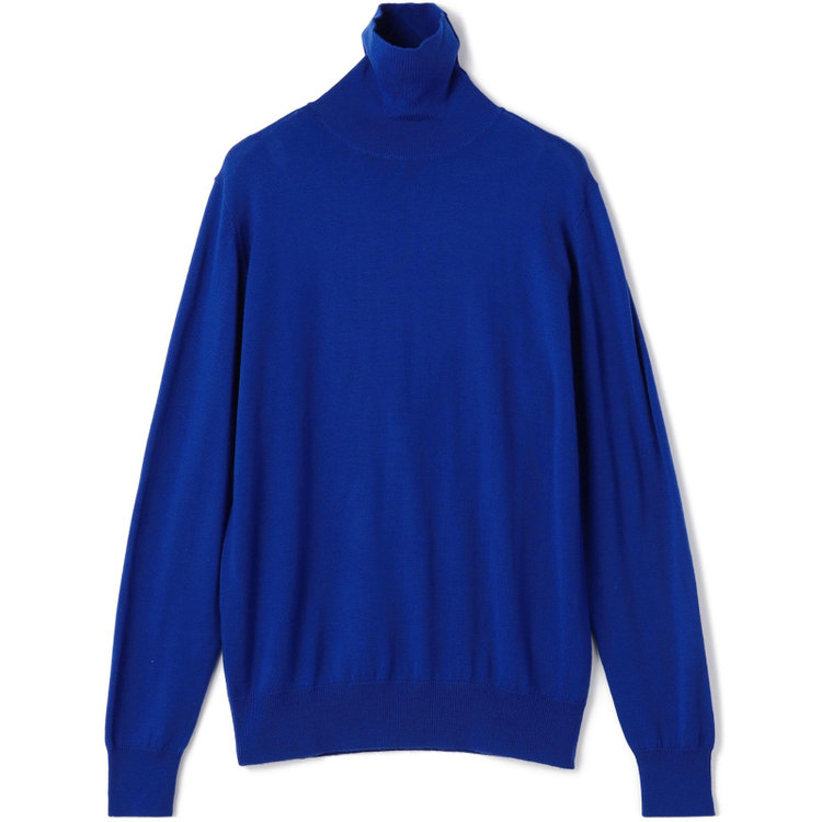 スーツセレクト 【発送在庫あり】【RBC】【秋冬】ウールタートルネックニットセーター/ブルー/ZEGNA BARUFFA/マシンウォッシャブル 青中間