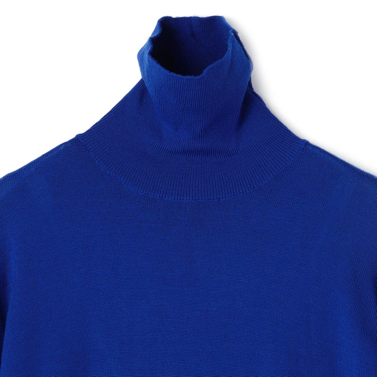スーツセレクト 【発送在庫あり】【RBC】【秋冬】ウールタートルネックニットセーター/ブルー/ZEGNA BARUFFA/マシンウォッシャブル 青中間