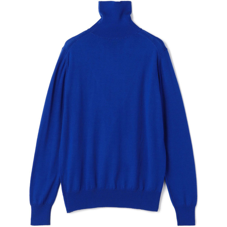 スーツセレクト 【発送在庫あり】【RBC】【秋冬】ウールタートルネックニットセーター/ブルー/ZEGNA BARUFFA/マシンウォッシャブル 青中間
