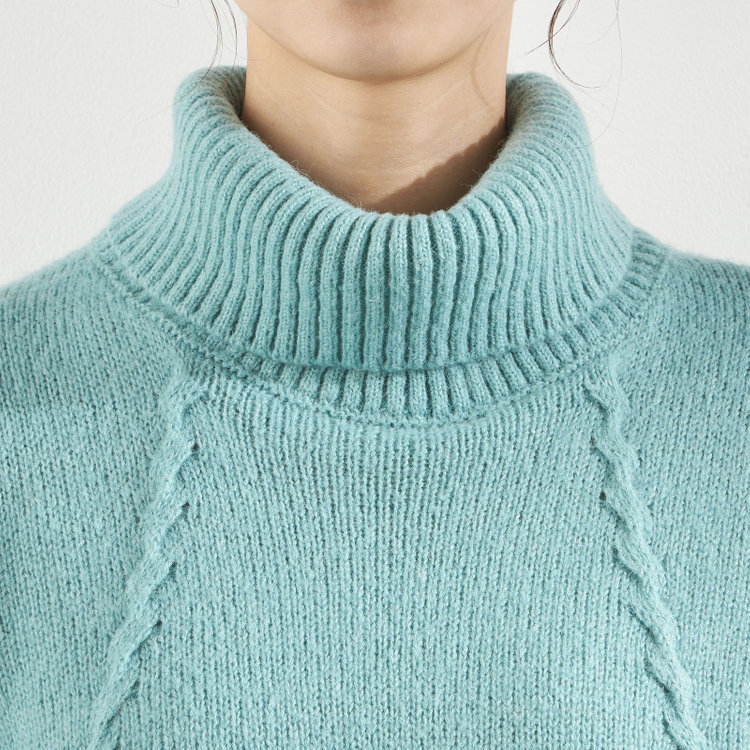 シルバーライン 天竺モヘア風タートルニット/ブルーグリーン 青淡色