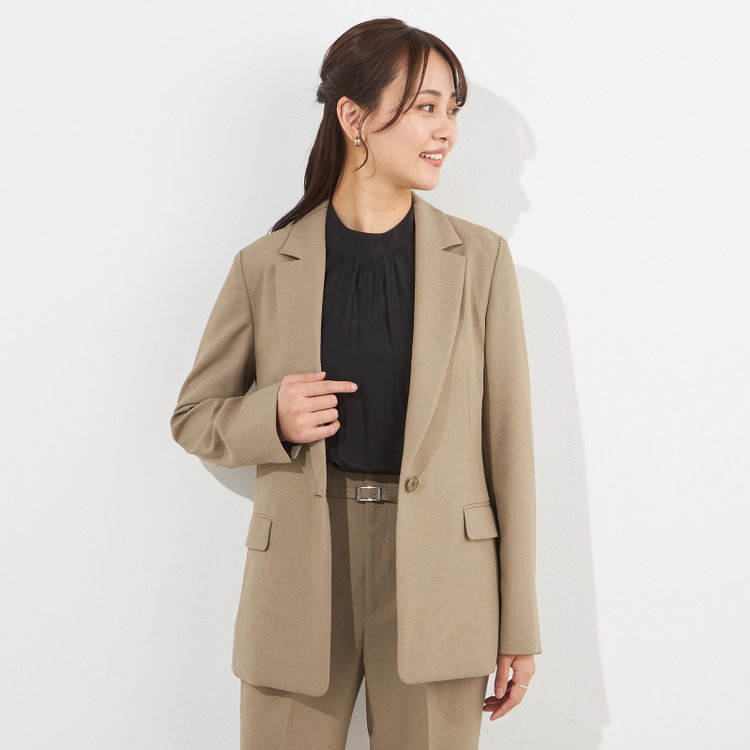 シルバーライン 【SILVER LINE】【年間】1釦シングルパンツスーツ/ベージュ/ウォッシャブル/Naturemier/4S SUSTAINABILITY&ECOLOGY FABRIC/※パンツ裾上げ済仕様 茶淡色