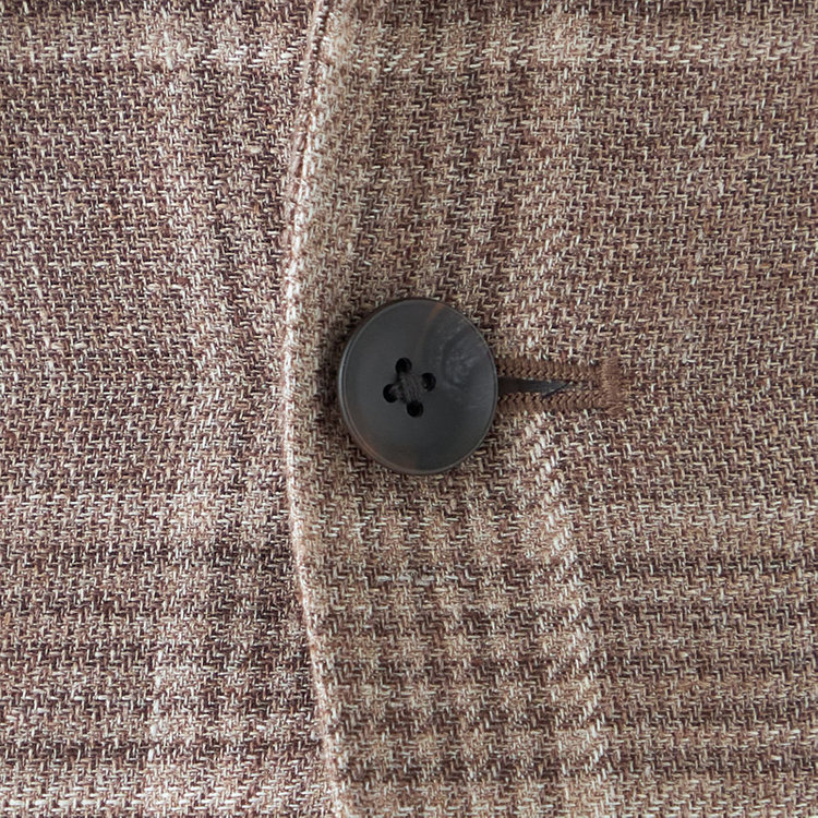 シルバーライン 【CLASSICO TAPERED】【春夏】リネンウールワイドラペル3釦段返りジャケット/ブラウン×チェック/DRAGO lanificio in billa fabric made in italy 茶淡色