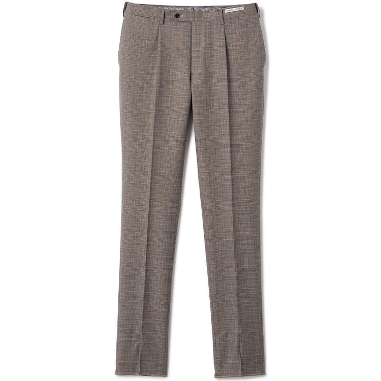 シルバーライン 【CLASSICO TAPERED】【春夏】ウール 1タックテーパードパンツ/ブラウン/ウエストムーブ/※裾上げ必要 茶中間