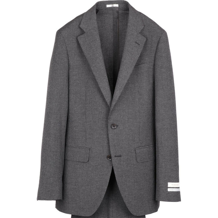 スーツセレクト 【発送在庫あり】【CLASSICO TAPERED】【春夏】2釦シングルスーツ 1タック/グレー＆ブラック×ハウンドトゥース/RE:NEWOOL グレー系(灰)