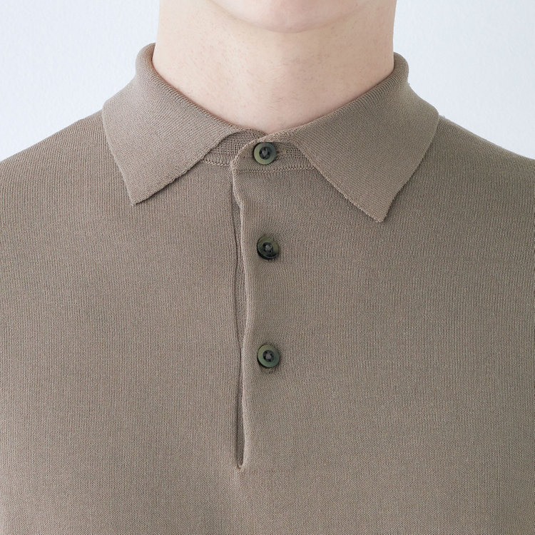 SUIT SELECT　アウトレット 【WEB限定/OUTLET/汚れ・キズ等有】【RBC】【5分袖】コットンブレンドレトロポロシャツ/ブラウン/マシンウォッシャブル 茶淡色