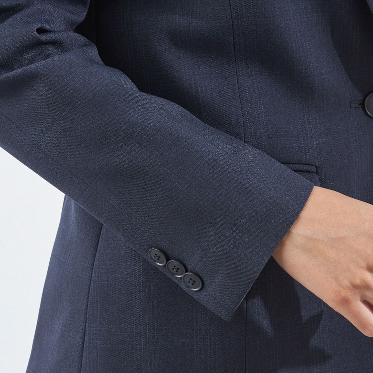 シルバーライン 【SILVER LINE】【秋冬】1釦パンツスーツ/ネイビー×チェック/ウォッシャブル/ウエストシャーリング/4S SUSTAINABILITY&ECOLOGY FABRIC/※パンツ裾上げ済仕様 紺中間