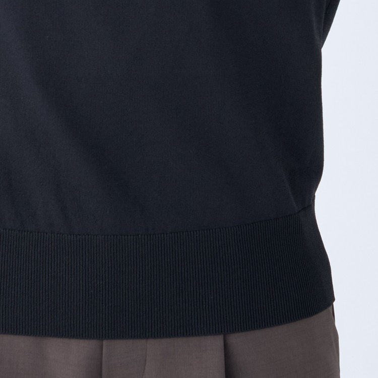 シルバーライン 【SILVER LINE/５分袖】天竺編みモックネックニット/ブラック 黒