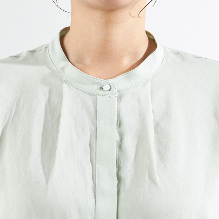 シルバーライン 【SL/長袖】バンドカラー比翼仕様/グリーン/「ストレッチ」「通気性」「吸水・速乾」 緑淡色