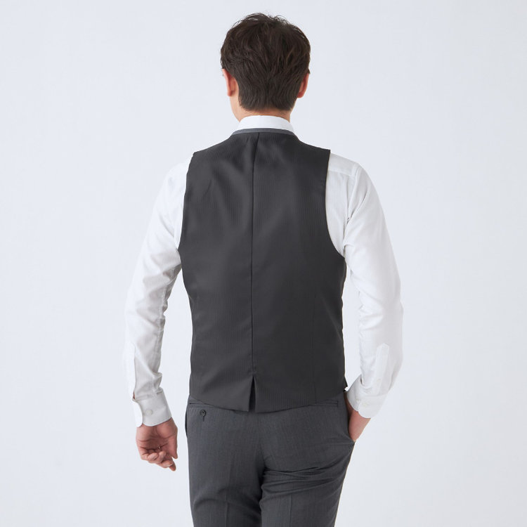 ブラックライン 【発送在庫あり】【SLIM TAPERED_2】【年間】2釦シングルリバーシブルスリーピーススーツ 0タック/グレー/NEW ZEALAND WOOL MIX/※裾上げ必要 グレー濃色