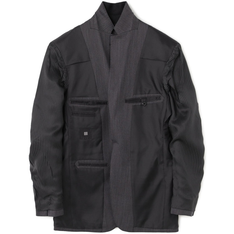 ブラックライン 【発送在庫あり】【SLIM TAPERED_2】【年間】2釦シングルリバーシブルスリーピーススーツ 0タック/グレー/NEW ZEALAND WOOL MIX/※裾上げ必要 グレー濃色