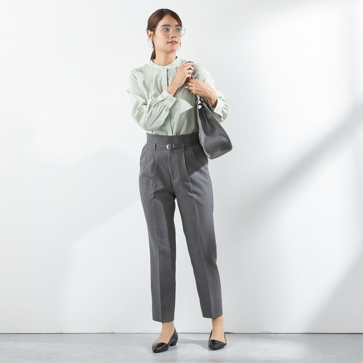 シルバーライン 【SL/長袖】バンドカラー比翼仕様/グリーン/「ストレッチ」「通気性」「吸水・速乾」 緑淡色