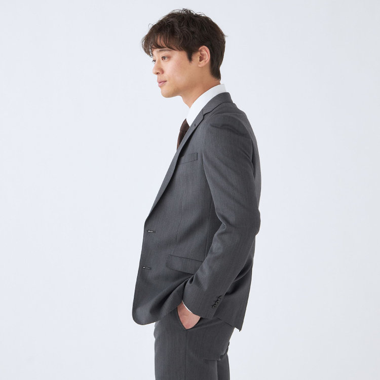 ブラックライン 【発送在庫あり】【SLIM TAPERED_2】【年間】2釦シングルリバーシブルスリーピーススーツ 0タック/グレー/NEW ZEALAND WOOL MIX/※裾上げ必要 グレー濃色