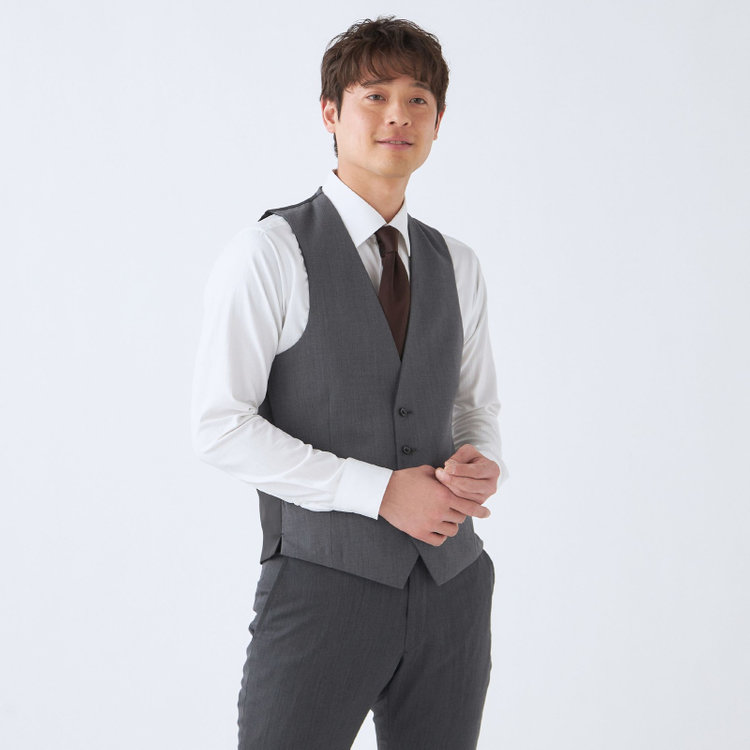 ブラックライン 【発送在庫あり】【SLIM TAPERED_2】【年間】2釦シングルリバーシブルスリーピーススーツ 0タック/グレー/NEW ZEALAND WOOL MIX/※裾上げ必要 グレー濃色