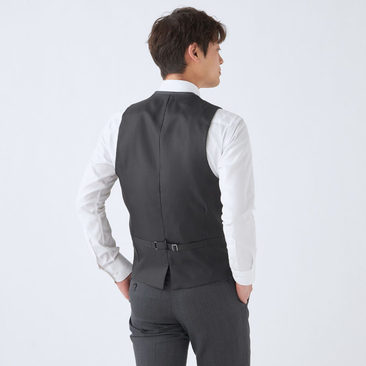 ブラックライン 【発送在庫あり】【SLIM TAPERED_2】【年間】2釦シングルリバーシブルスリーピーススーツ 0タック/グレー/NEW ZEALAND WOOL MIX/※裾上げ必要 グレー濃色