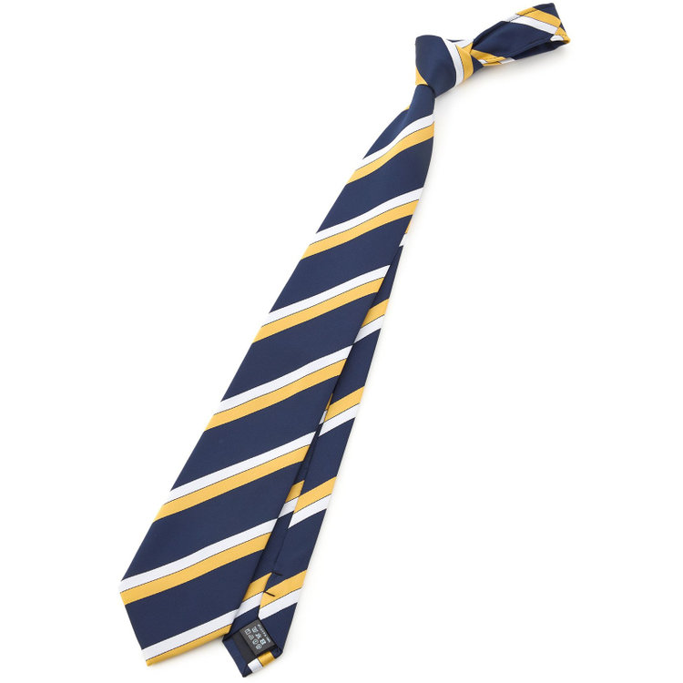 ブラックライン 【BLACK LINE】ポリエステルストライプネクタイ 7.5cm幅/ネイビー×イエロー/ウォッシャブル その他