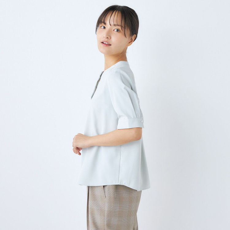 シルバーライン 【SILVER LINE/5分袖】バンドカラープルオーバー/ミント 緑淡色