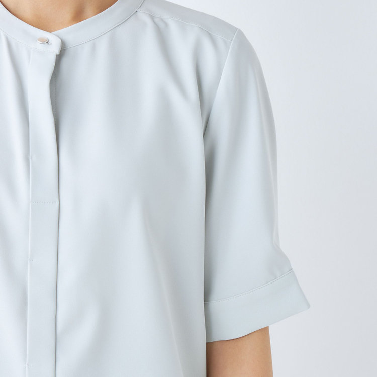 シルバーライン 【SILVER LINE/5分袖】バンドカラープルオーバー/ミント 緑淡色