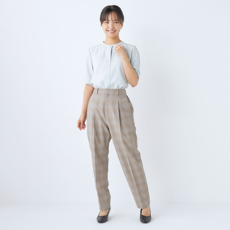 シルバーライン 【SILVER LINE/5分袖】バンドカラープルオーバー/ミント 緑淡色