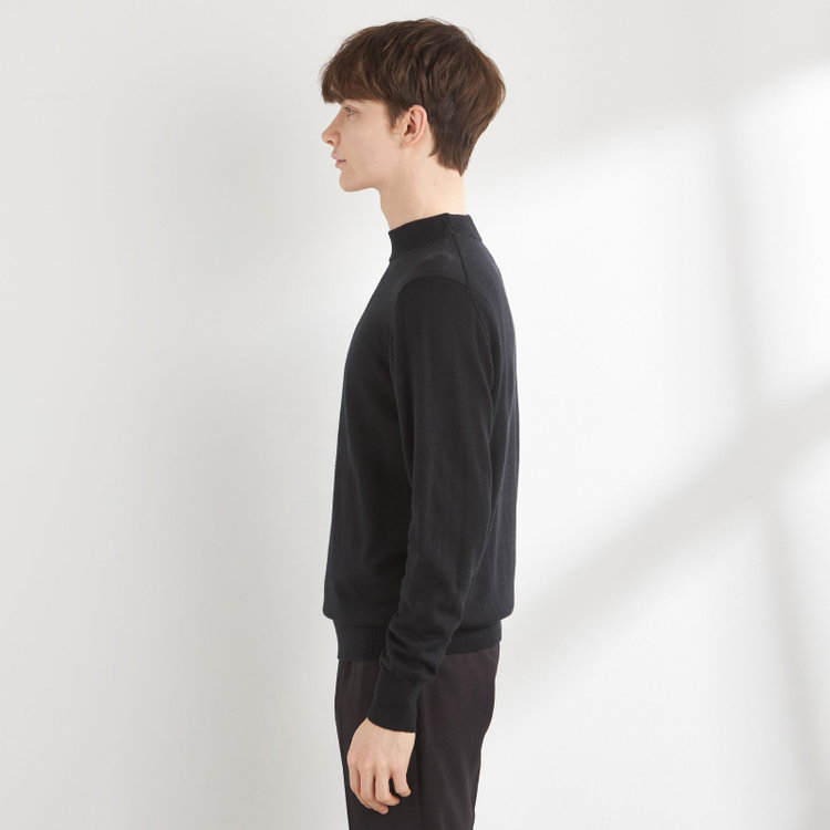 スーツセレクト 【RBC】【秋冬】ウールモックネックニットセーター/ブラック/ZEGNA BARUFFA/マシンウォッシャブル 黒