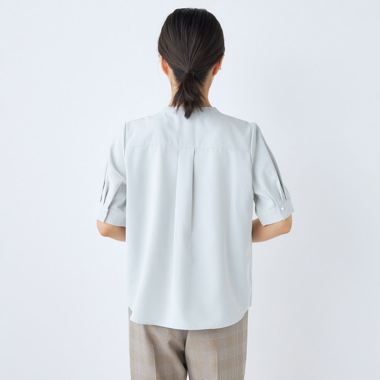 シルバーライン 【SILVER LINE/5分袖】バンドカラープルオーバー/ミント 緑淡色