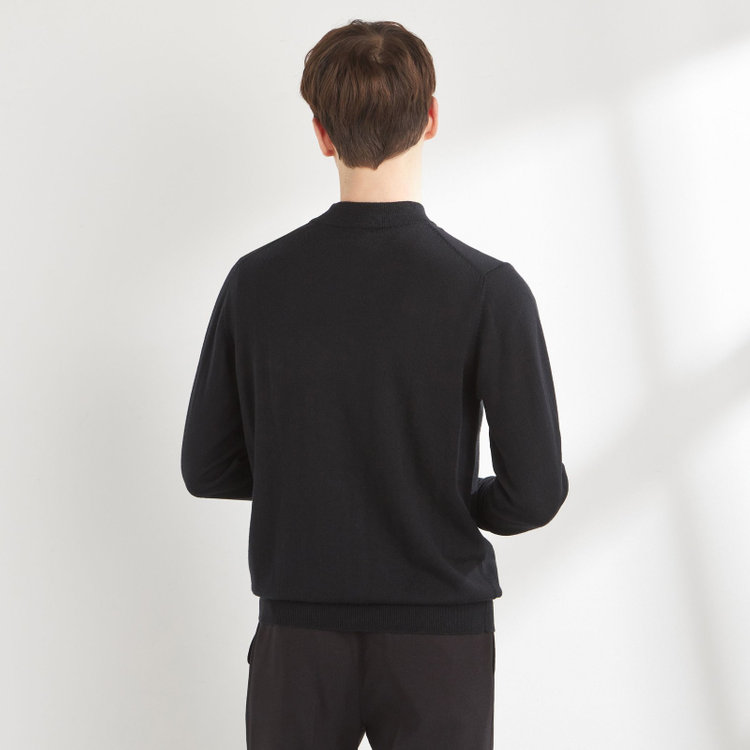 スーツセレクト 【RBC】【秋冬】ウールモックネックニットセーター/ブラック/ZEGNA BARUFFA/マシンウォッシャブル 黒