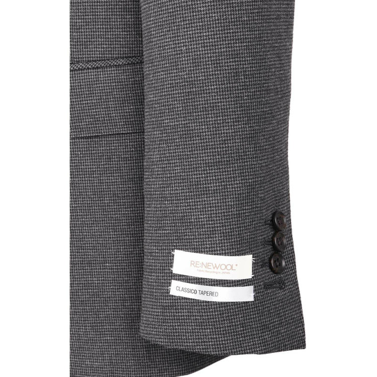 スーツセレクト 【発送在庫あり】【CLASSICO TAPERED】【春夏】2釦シングルスーツ 1タック/グレー＆ブラック×ハウンドトゥース/RE:NEWOOL グレー系(灰)