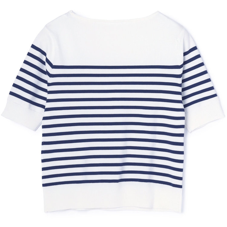 SUIT SELECT　アウトレット 【WEB限定/OUTLET/汚れ・キズ等有】【SL/半袖】ボーダーニット/ホワイト×ネイビー 紺中間