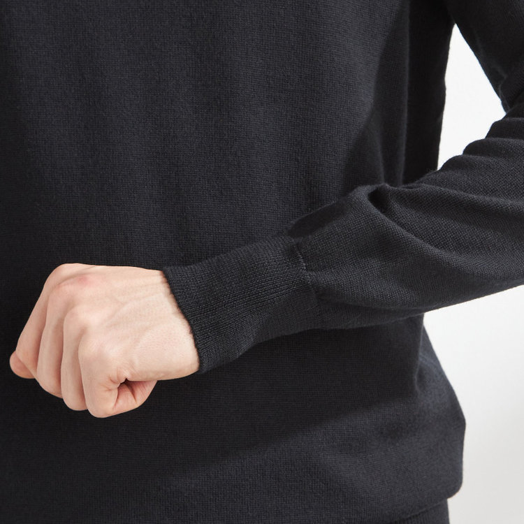 スーツセレクト 【RBC】【秋冬】ウールモックネックニットセーター/ブラック/ZEGNA BARUFFA/マシンウォッシャブル 黒