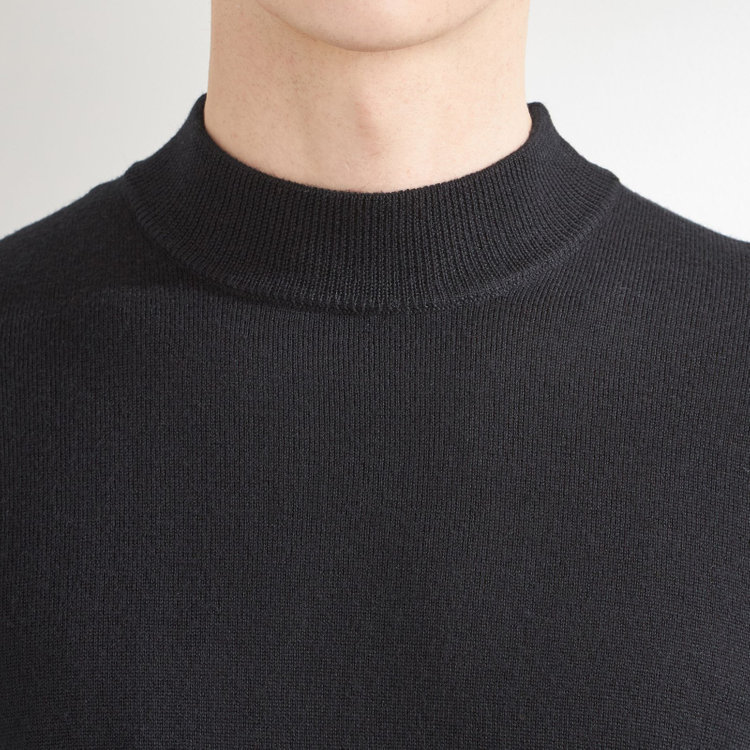スーツセレクト 【RBC】【秋冬】ウールモックネックニットセーター/ブラック/ZEGNA BARUFFA/マシンウォッシャブル 黒