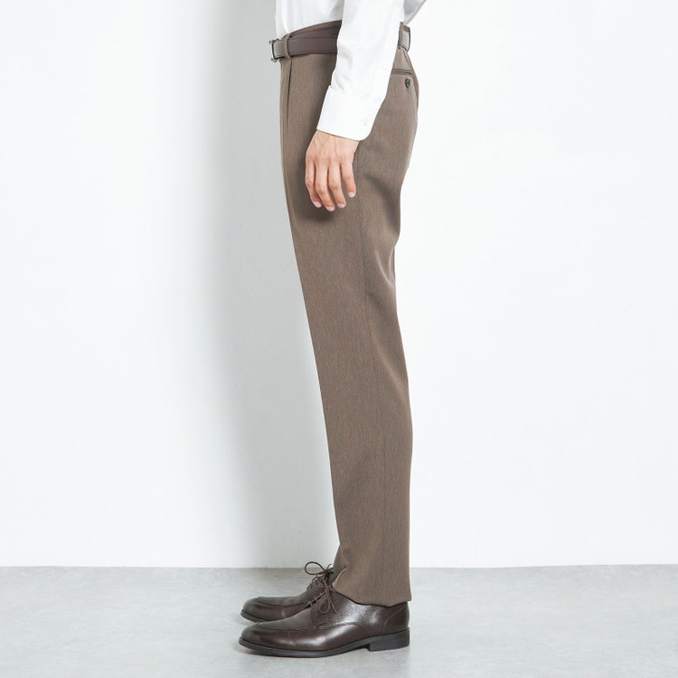 シルバーライン 【CLASSICO TAPERED】【春夏】1タックテーパードパンツ/ブラウン/ウエストムーブ仕様/4S SUSTAINABILITY&ECOLOGY FABRIC/※裾上げ済仕様 茶淡色