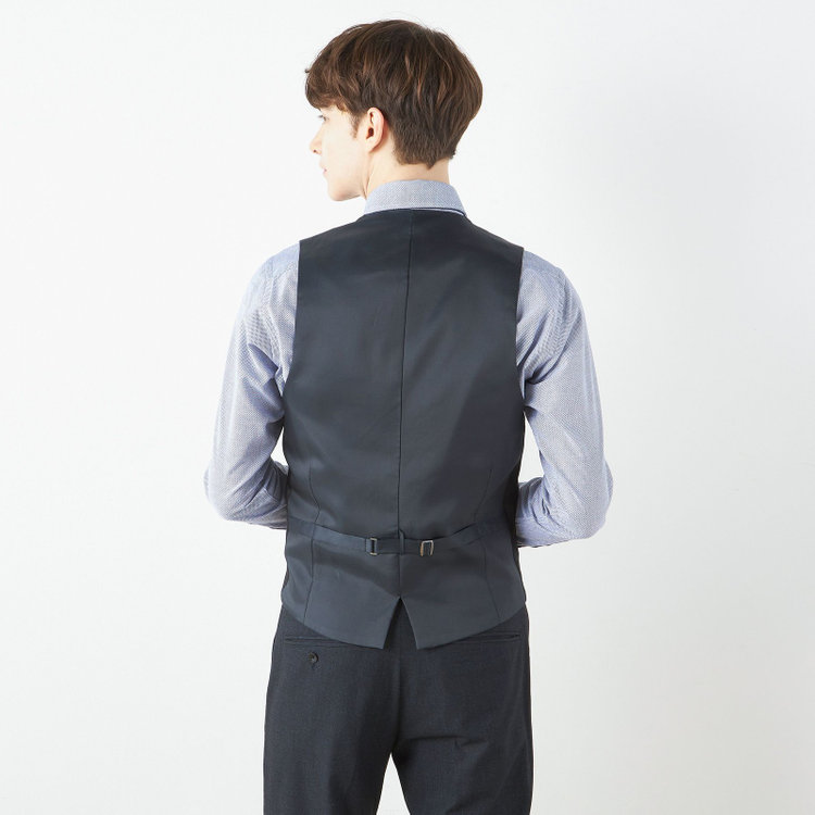 ブラックライン 【SLIM TAPERED_2】【秋冬】2釦シングルスリーピーススーツ 0タック/ネイビー/ウエストシャーリング/4S SUSTAINABILITY&ECOLOGY FABRIC/※パンツ裾上げ済仕様 紺濃色