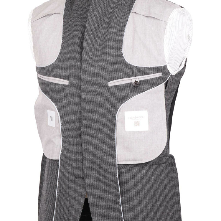スーツセレクト 【発送在庫あり】【CLASSICO TAPERED】【春夏】2釦シングルスーツ 1タック/グレー＆ブラック×ハウンドトゥース/RE:NEWOOL グレー系(灰)