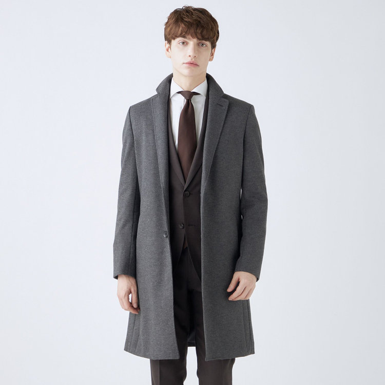 ブラックライン 【SKINNY】ウールブレンドニットチェスターコート/グレー/4S グレー中間