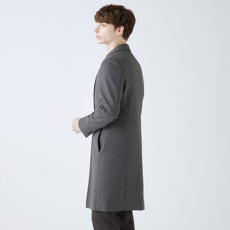 ブラックライン 【SKINNY】ウールブレンドニットチェスターコート/グレー/4S グレー中間