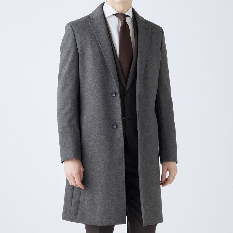 ブラックライン 【SKINNY】ウールブレンドニットチェスターコート/グレー/4S グレー中間