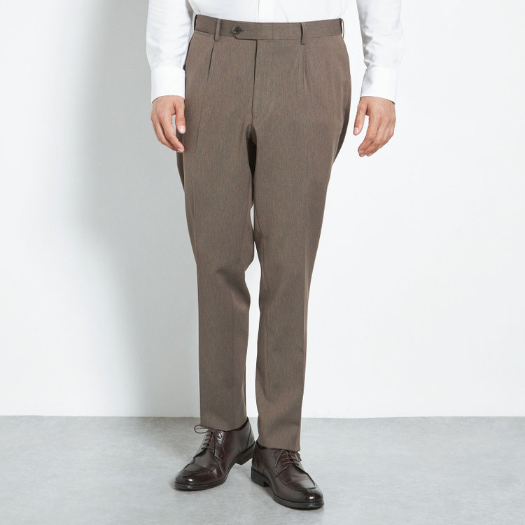 シルバーライン 【CLASSICO TAPERED】【春夏】1タックテーパードパンツ/ブラウン/ウエストムーブ仕様/4S SUSTAINABILITY&ECOLOGY FABRIC/※裾上げ済仕様 茶淡色