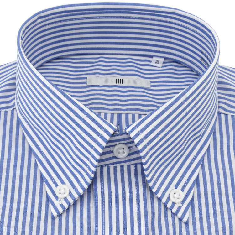 シルバーライン 【SILVER LINE】【形態安定】ボタンダウンドレスワイシャツ/ブルー＆ホワイト×ストライプ 青濃色