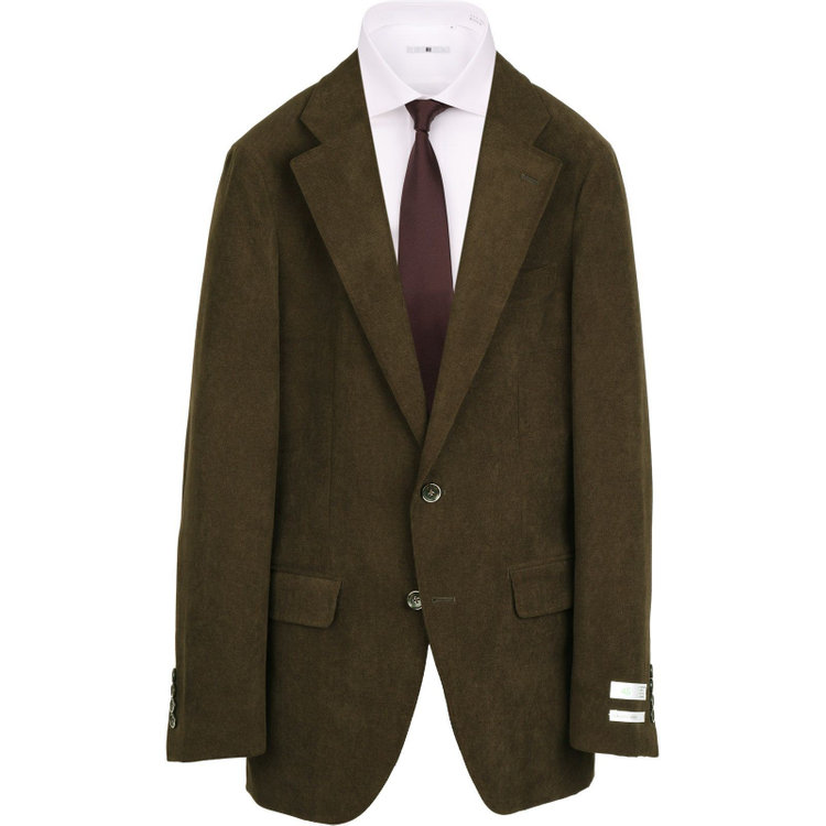 スーツセレクト 【WEB限定/OUTLET】【CLASSICO TAPERED】【秋冬】2釦ジャケット/カーキ×コーデュロイ/4S SUSTAINABLE グリーン系(緑)