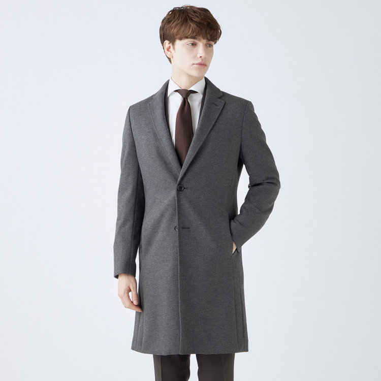 ブラックライン 【SKINNY】ウールブレンドニットチェスターコート/グレー/4S グレー中間