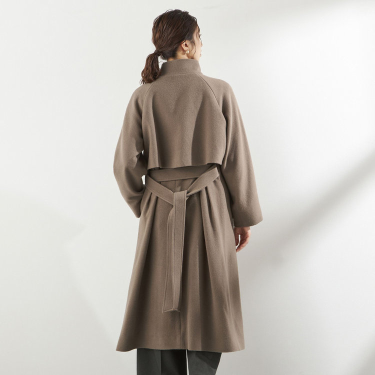シルバーライン スタンドカラーアシンメトリーコート/モカ 緑中間