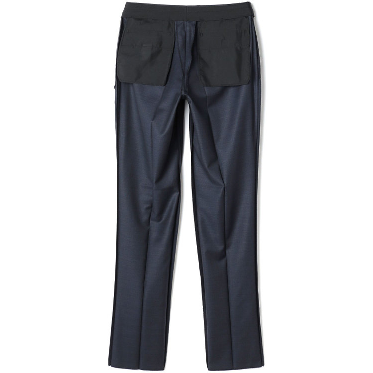 シルバーライン 【CLASSICO TAPERED】【秋冬】2釦シングルスーツ 1タック/ネイビー×メランジ調ハウンドトゥース柄/ウエストムーブ/Ermenegildo Zegna Traveller /※裾上げ必要 紺濃色