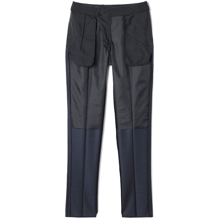 シルバーライン 【CLASSICO TAPERED】【秋冬】2釦シングルスーツ 1タック/ネイビー×メランジ調ハウンドトゥース柄/ウエストムーブ/Ermenegildo Zegna Traveller /※裾上げ必要 紺濃色
