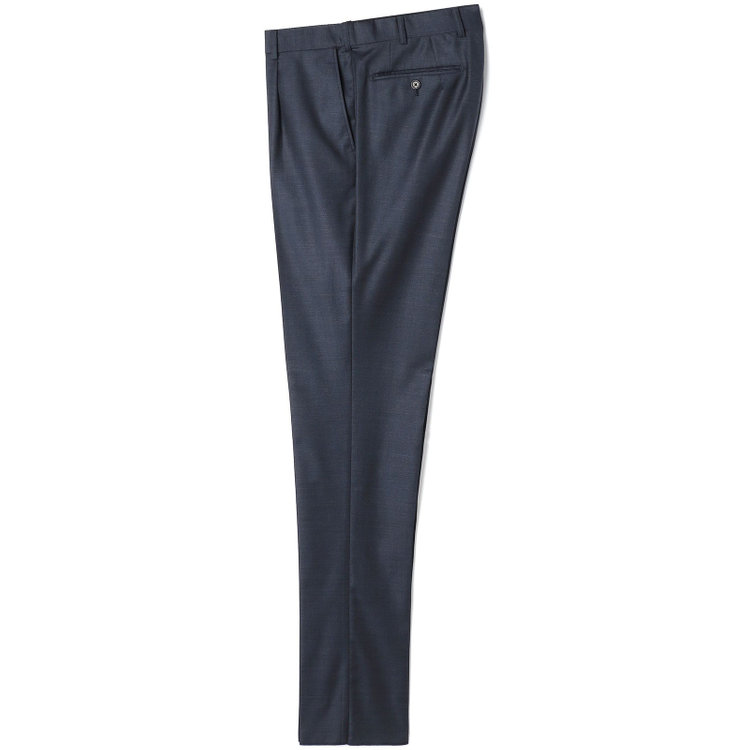 シルバーライン 【CLASSICO TAPERED】【秋冬】2釦シングルスーツ 1タック/ネイビー×メランジ調ハウンドトゥース柄/ウエストムーブ/Ermenegildo Zegna Traveller /※裾上げ必要 紺濃色