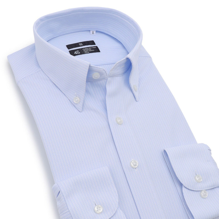 ブラックライン 【発送在庫あり】【BLACK LINE】ボタンダウンワイシャツ/ブルー＆ホワイト×ドビー/「4S」スーパーノンアイロン・ストレッチ 青濃色