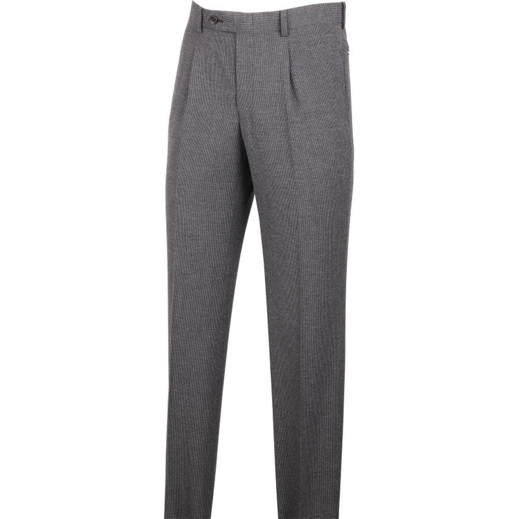 スーツセレクト 【発送在庫あり】【CLASSICO TAPERED】【春夏】2釦シングルスーツ 1タック/グレー＆ブラック×ハウンドトゥース/RE:NEWOOL グレー系(灰)