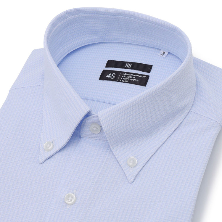 ブラックライン 【発送在庫あり】【BLACK LINE】ボタンダウンワイシャツ/ブルー＆ホワイト×ドビー/「4S」スーパーノンアイロン・ストレッチ 青濃色