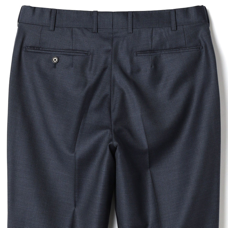 シルバーライン 【CLASSICO TAPERED】【秋冬】2釦シングルスーツ 1タック/ネイビー×メランジ調ハウンドトゥース柄/ウエストムーブ/Ermenegildo Zegna Traveller /※裾上げ必要 紺濃色