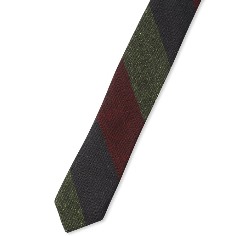 シルバーライン 【SILVER LINE】シルクストライプネクタイ 9.0cm幅/グレー×ワイン×グリーン/JAPAN MADE その他